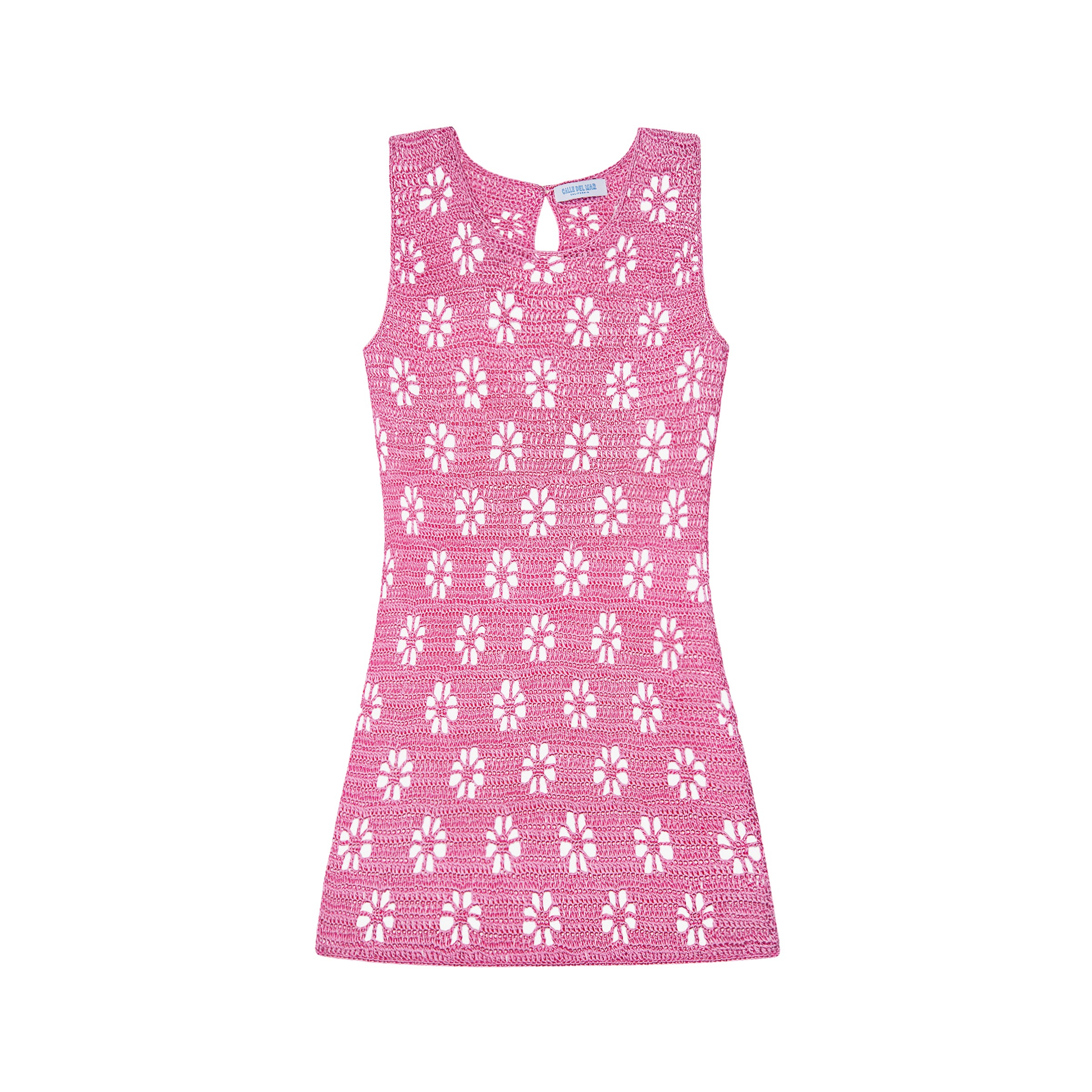 Floral Crochet Mini Dress Guava / S Floral Crochet Mini Dress Guava / S