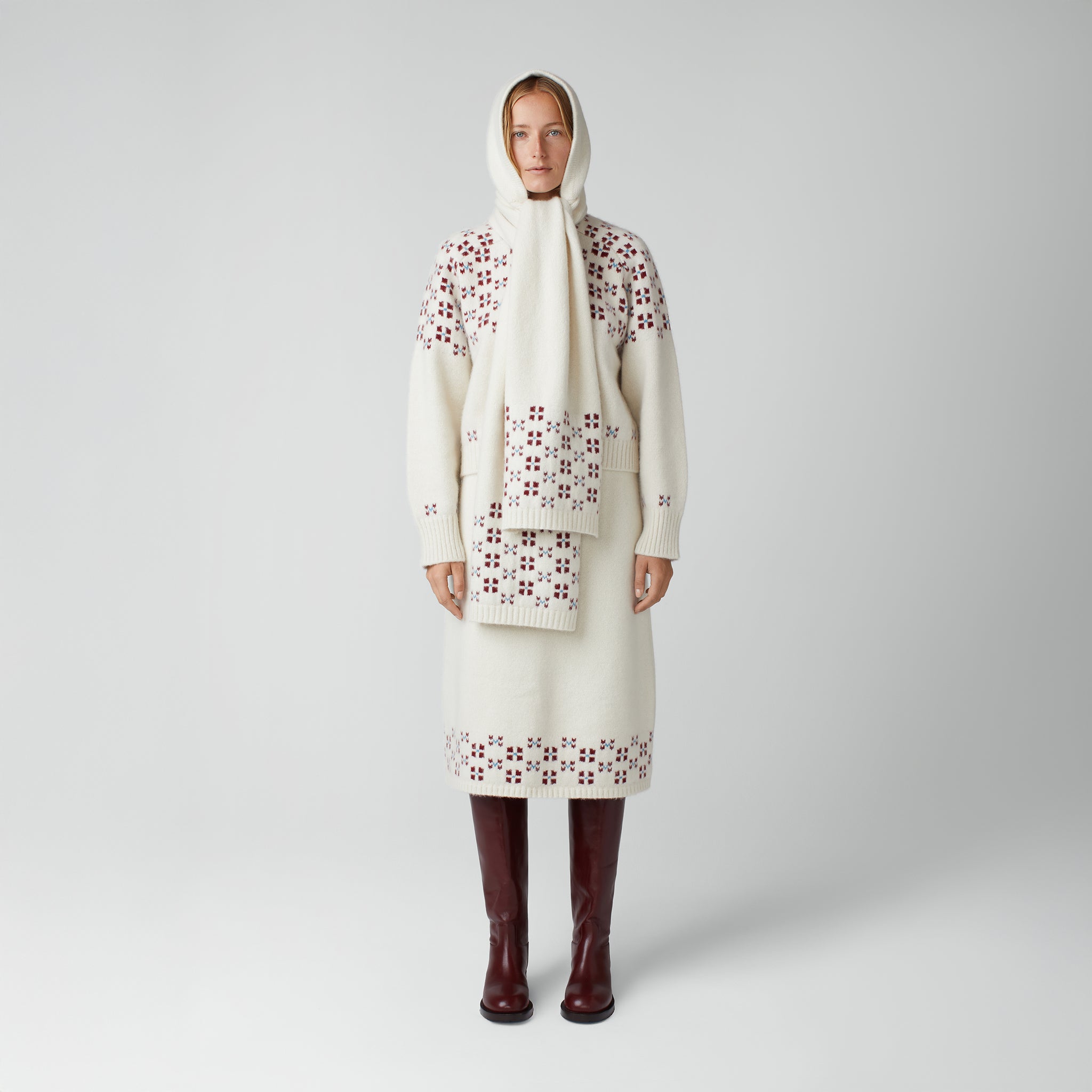 Winter Fair Isle Hoodie Scarf – Calle Del Mar