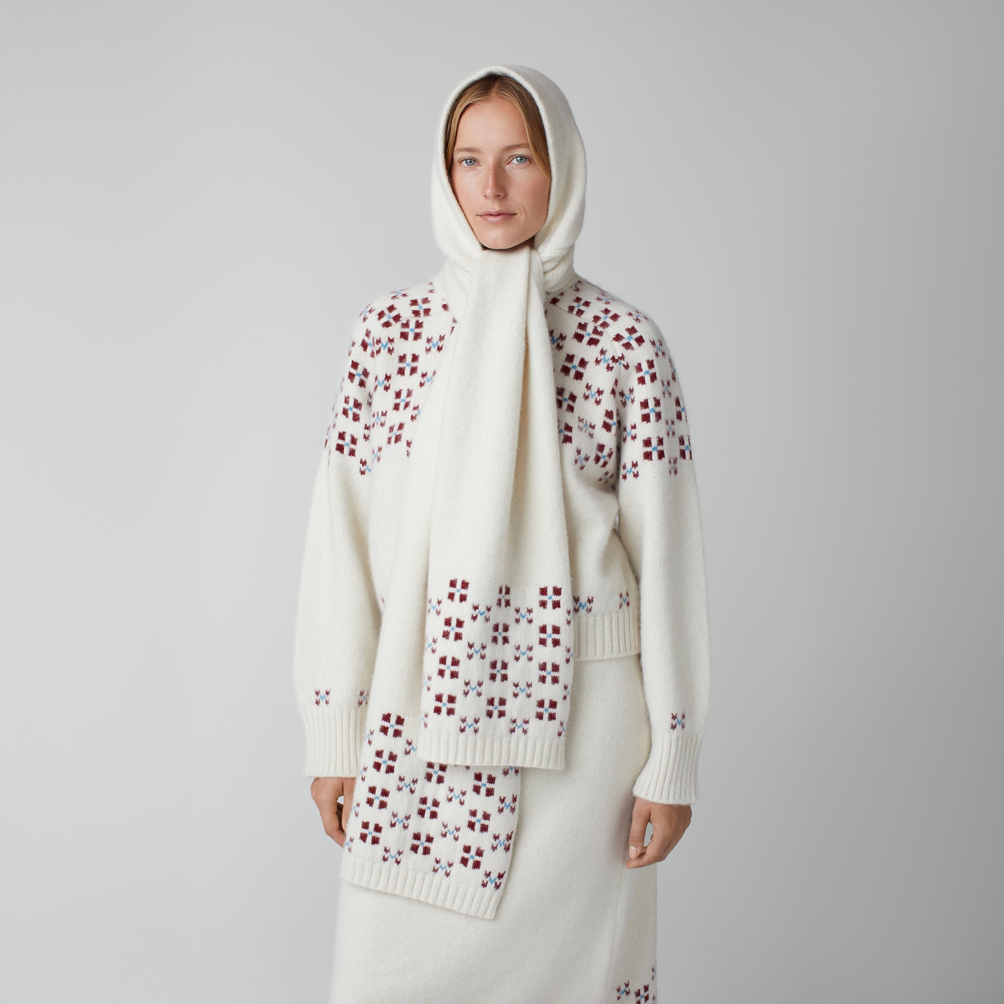 Winter Fair Isle Hoodie Scarf – Calle Del Mar