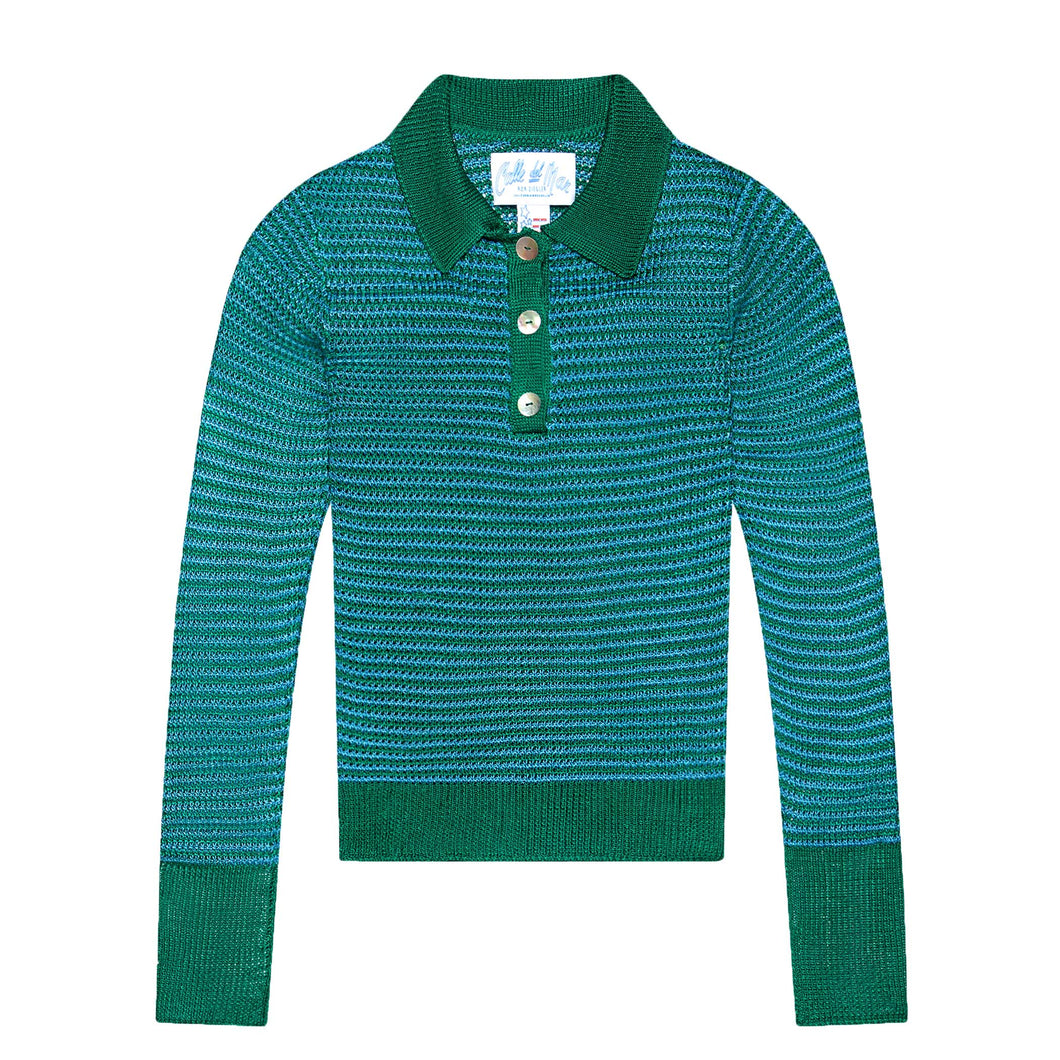 Stripe Long Sleeve Polo